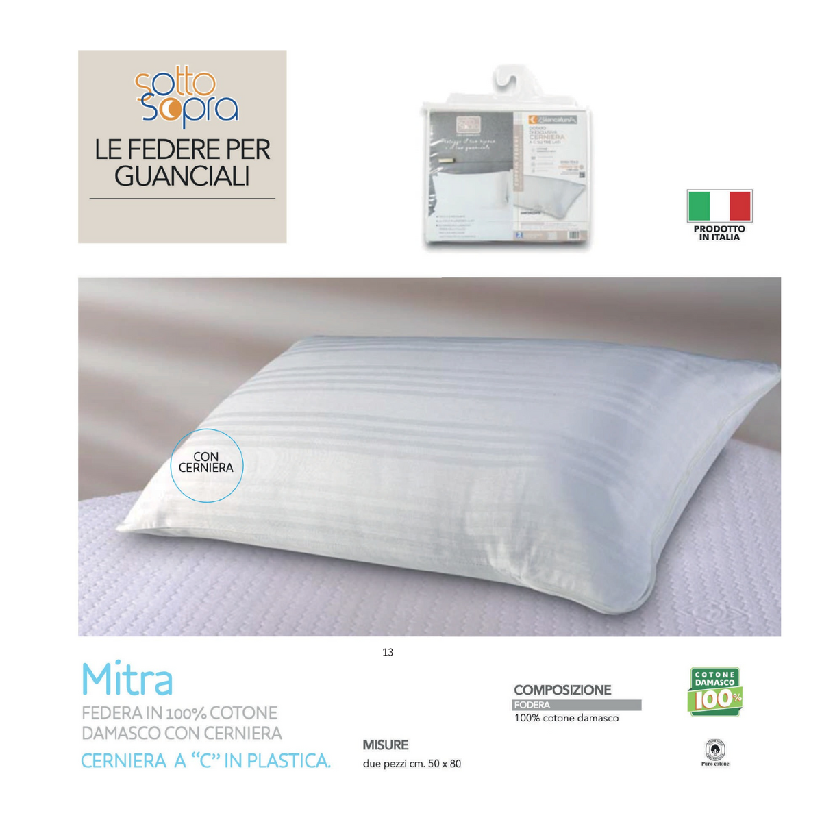 Coppia federe Mitra in 100% cotone damascato