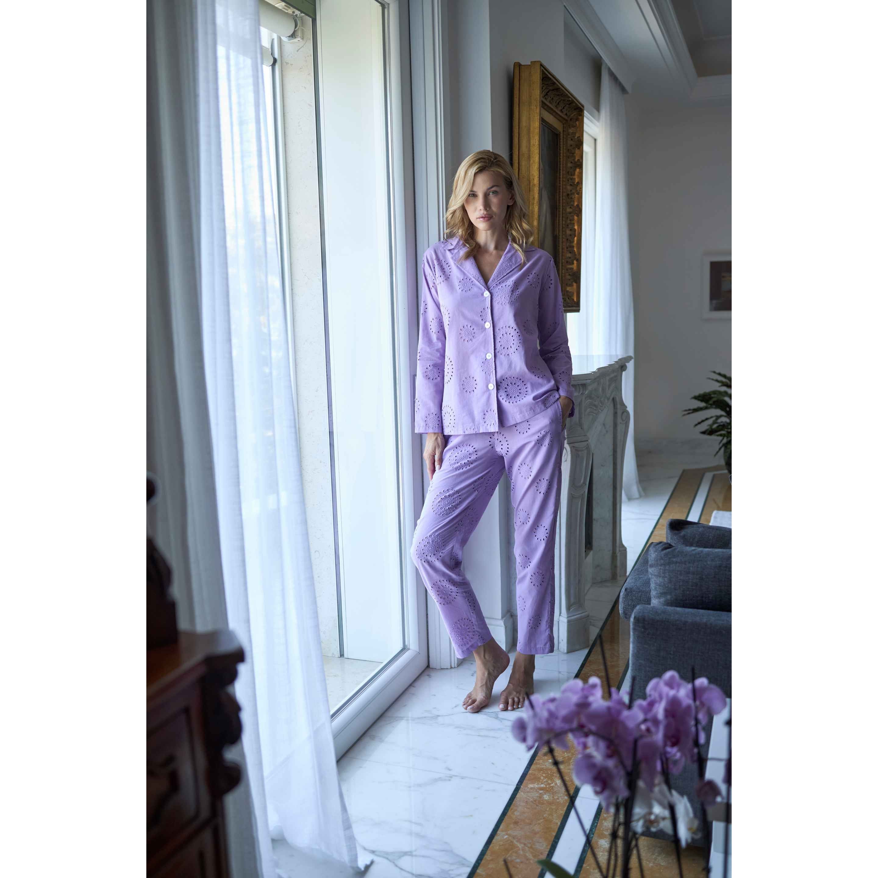 Pigiama da donna in cotone manica lunga