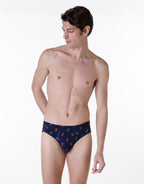 Slip Uomo Casual Stretch Cotton, blu con stampa cocco