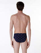 Slip Uomo Casual Stretch Cotton, blu con stampa cocco