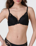 Reggiseno Push-Up con Ferretto Floral Embroidery in tulle, nero