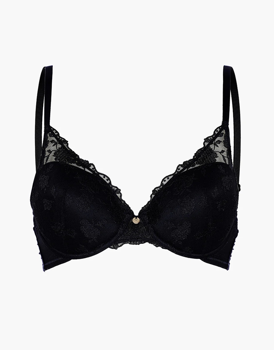 Reggiseno Push-Up con Ferretto Floral Embroidery in tulle, nero
