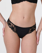Brasiliano Floral Embroidery in microfibra e tulle ricamato, nero