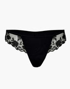 Brasiliano Floral Embroidery in microfibra e tulle ricamato, nero