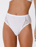 Slip midi Lovely Charme bianco in cotone elasticizzato con pizzo confezione da 3