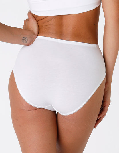 Slip midi Lovely Charme bianco in cotone elasticizzato con pizzo confezione da 3