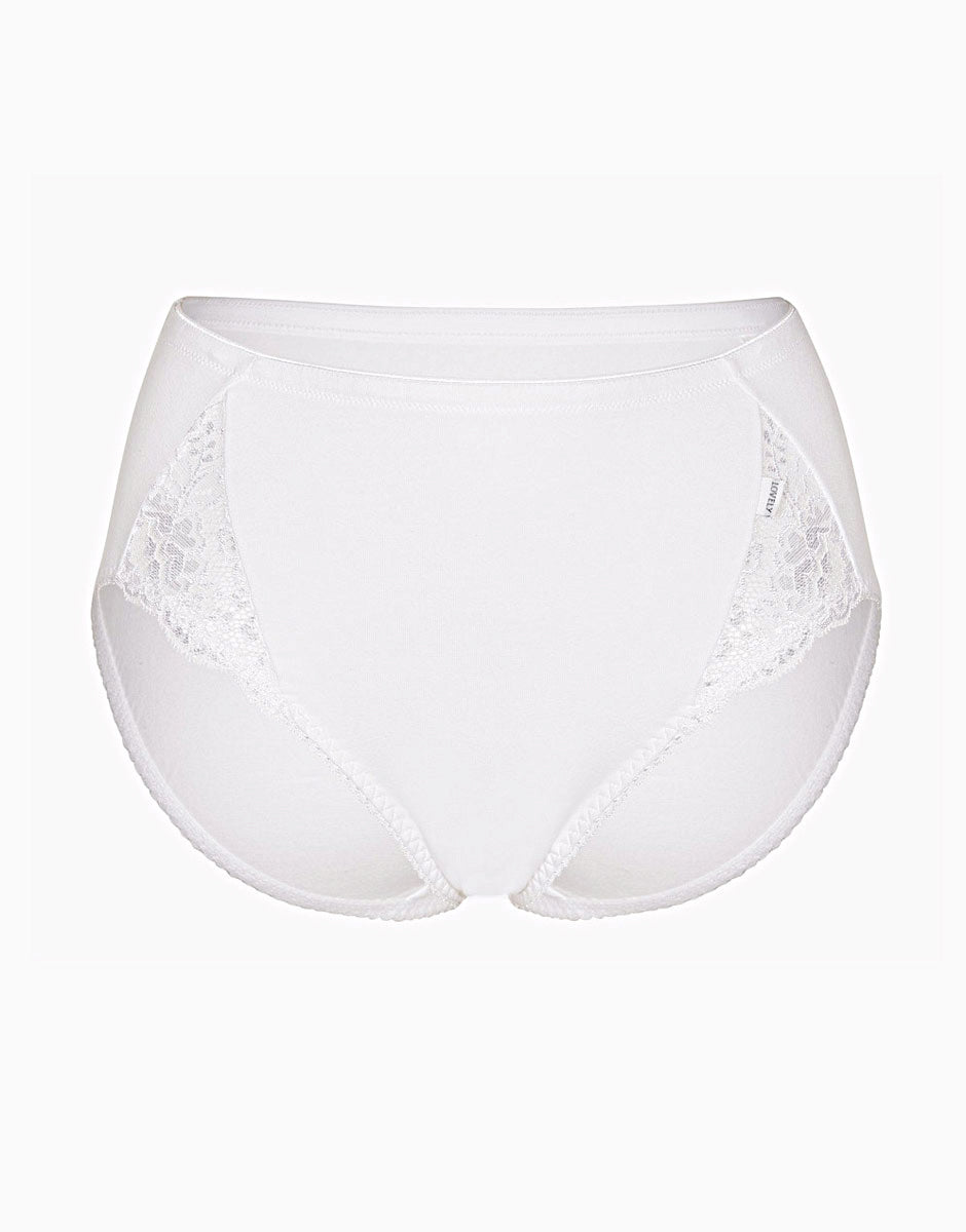 Slip midi Lovely Charme bianco in cotone elasticizzato con pizzo confezione da 3