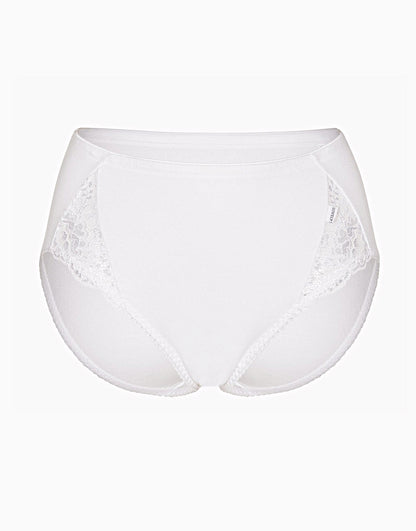 Slip midi Lovely Charme bianco in cotone elasticizzato con pizzo confezione da 3
