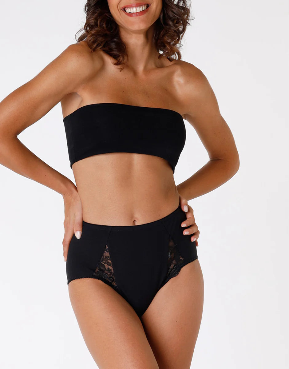 3 Pack - Slip maxi contenitivo Lovely Charme, in cotone elasticizzato con pizzo