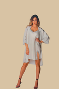 Coordinato Sposa Kimono manica 3/4 + Sottoveste bretellina