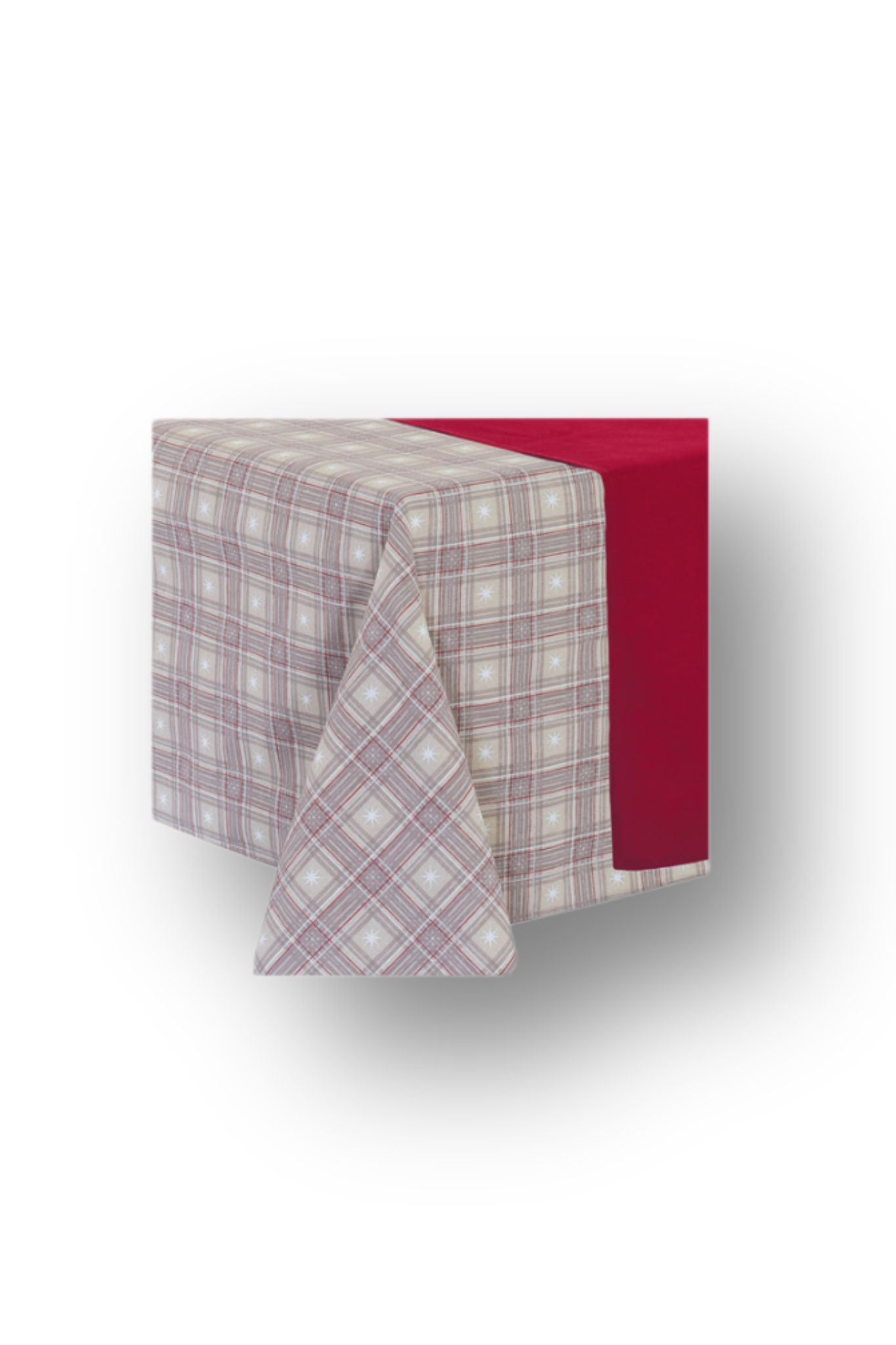Tovaglia 140x180 Stampata Tartan + Runner Rosso