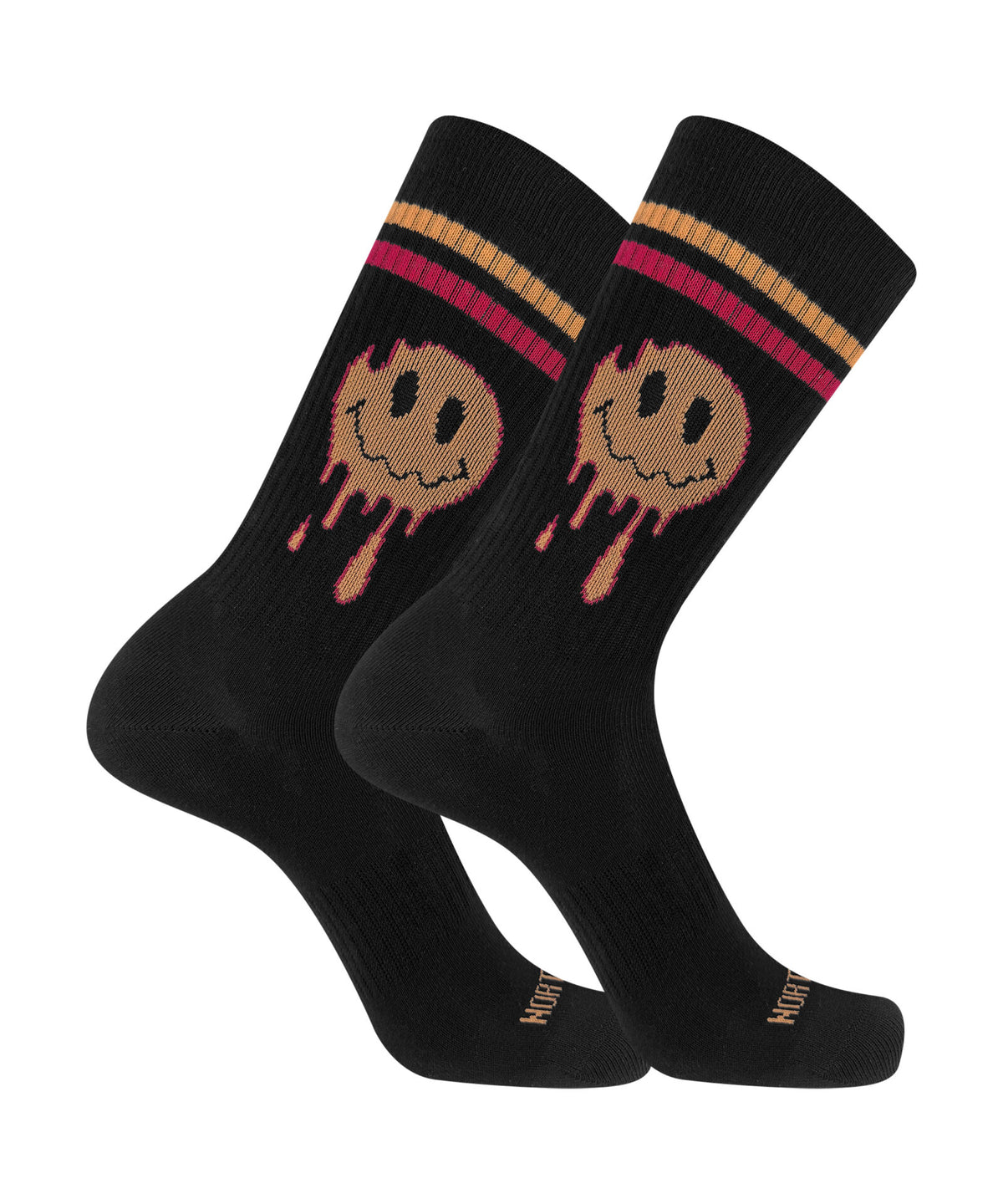 Calze corte unisex a costina con fantasia smile - Nero