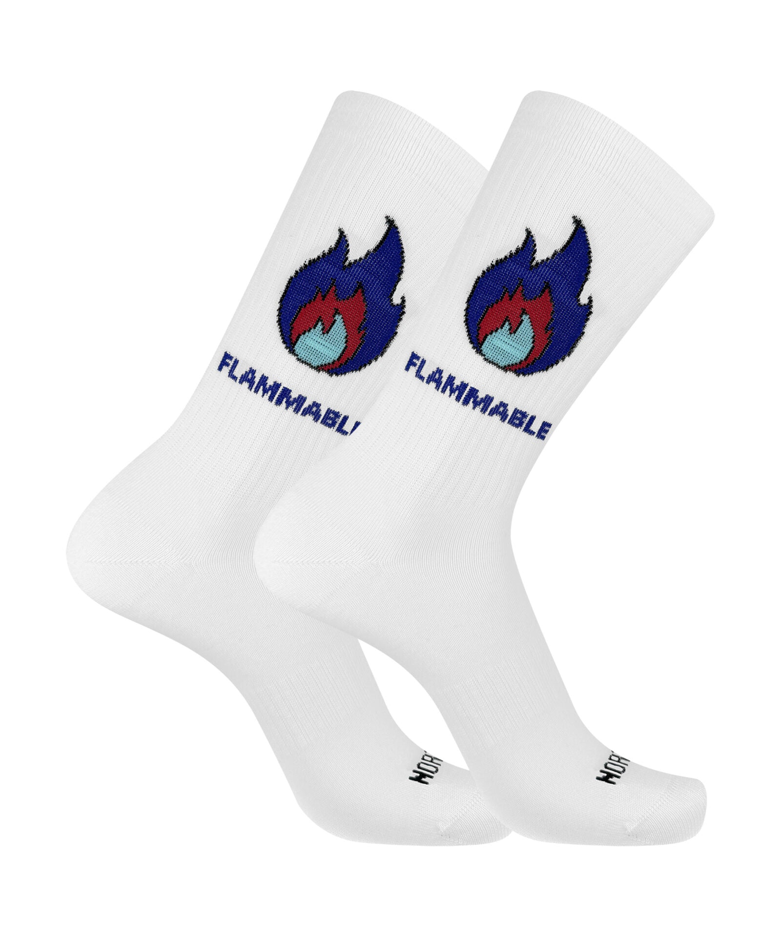 Calze corte unisex a costina con fantasia fiamma “Flammable”