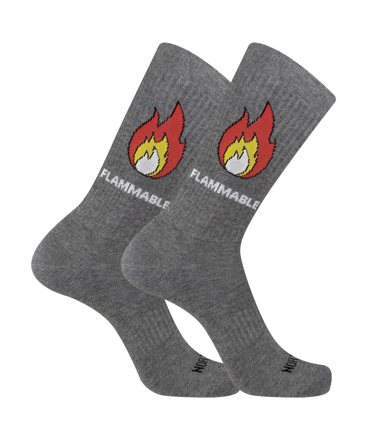 Calze corte unisex a costina con fantasia fiamma “Flammable” - Grigio