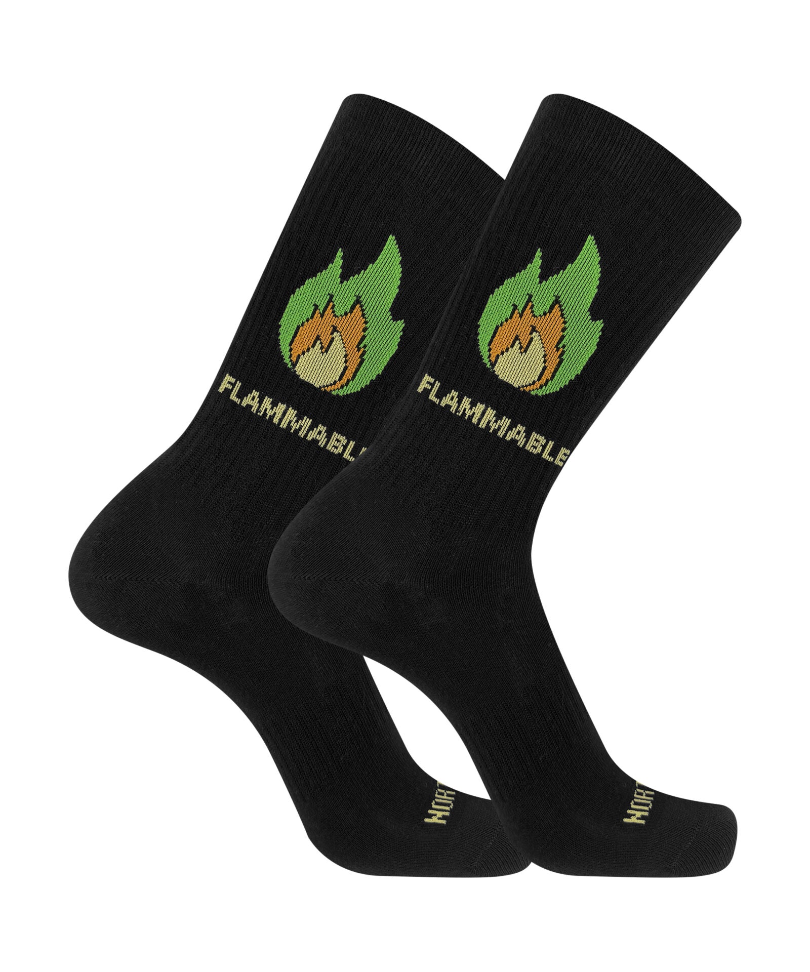 Calze corte unisex a costina con fantasia fiamma “Flammable”