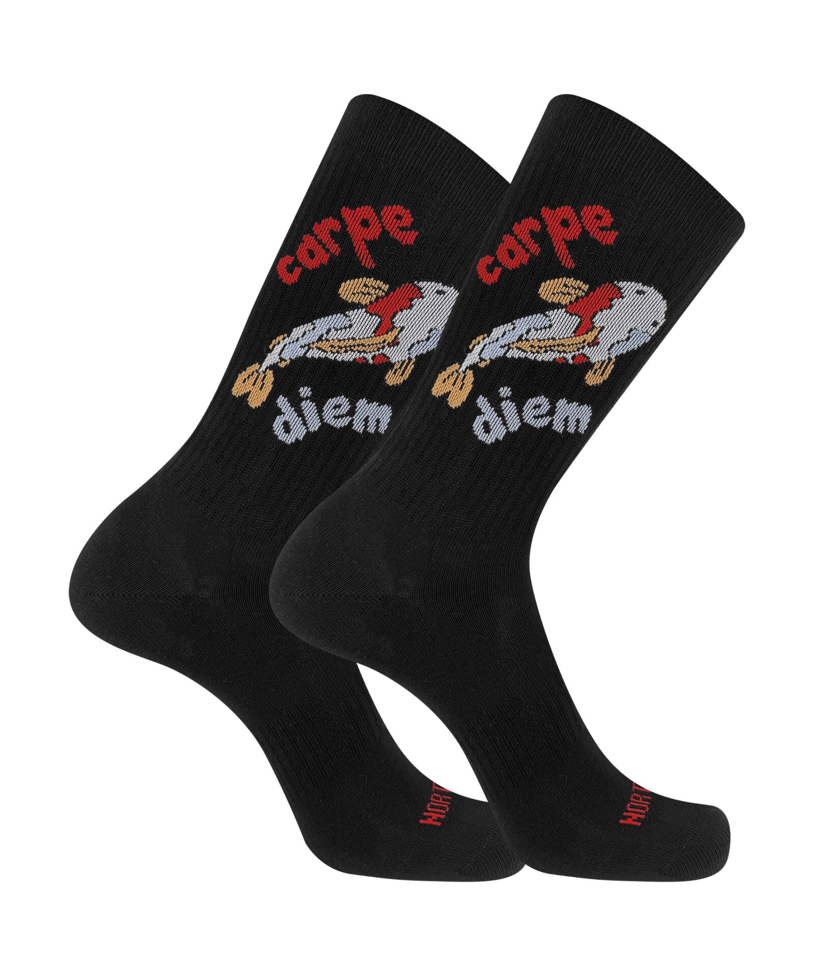 Calze corte unisex a costina con fantasia “Carpe Diem”
