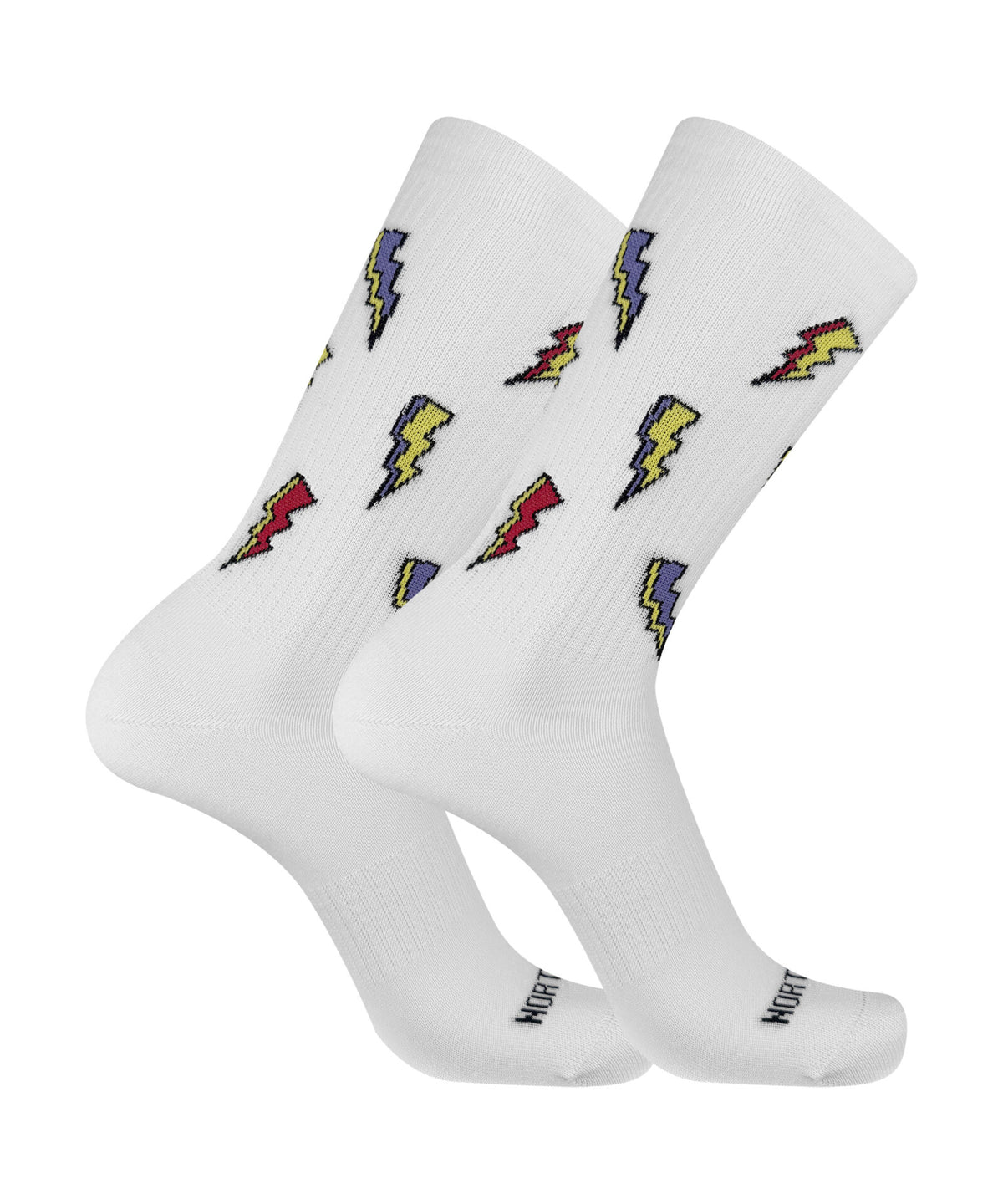 Calze corte unisex a costina con fantasia fulmini e saette - Bianco