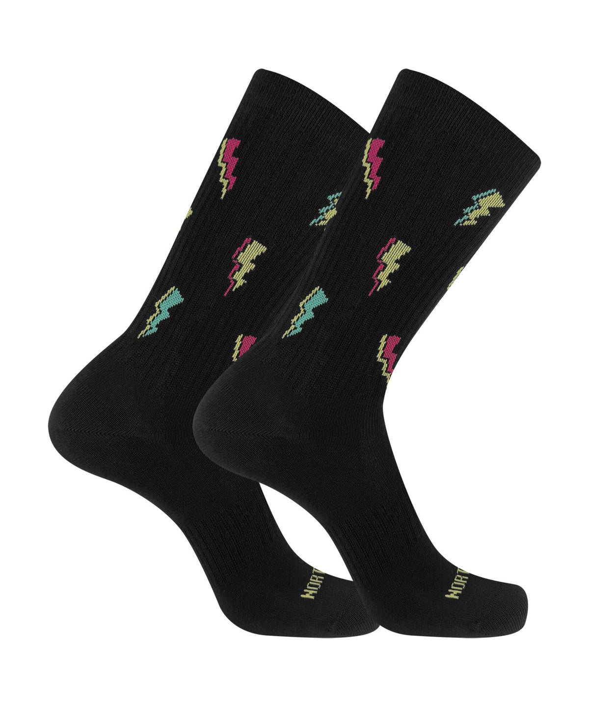 Calze corte unisex a costina con fantasia fulmini e saette - Nero