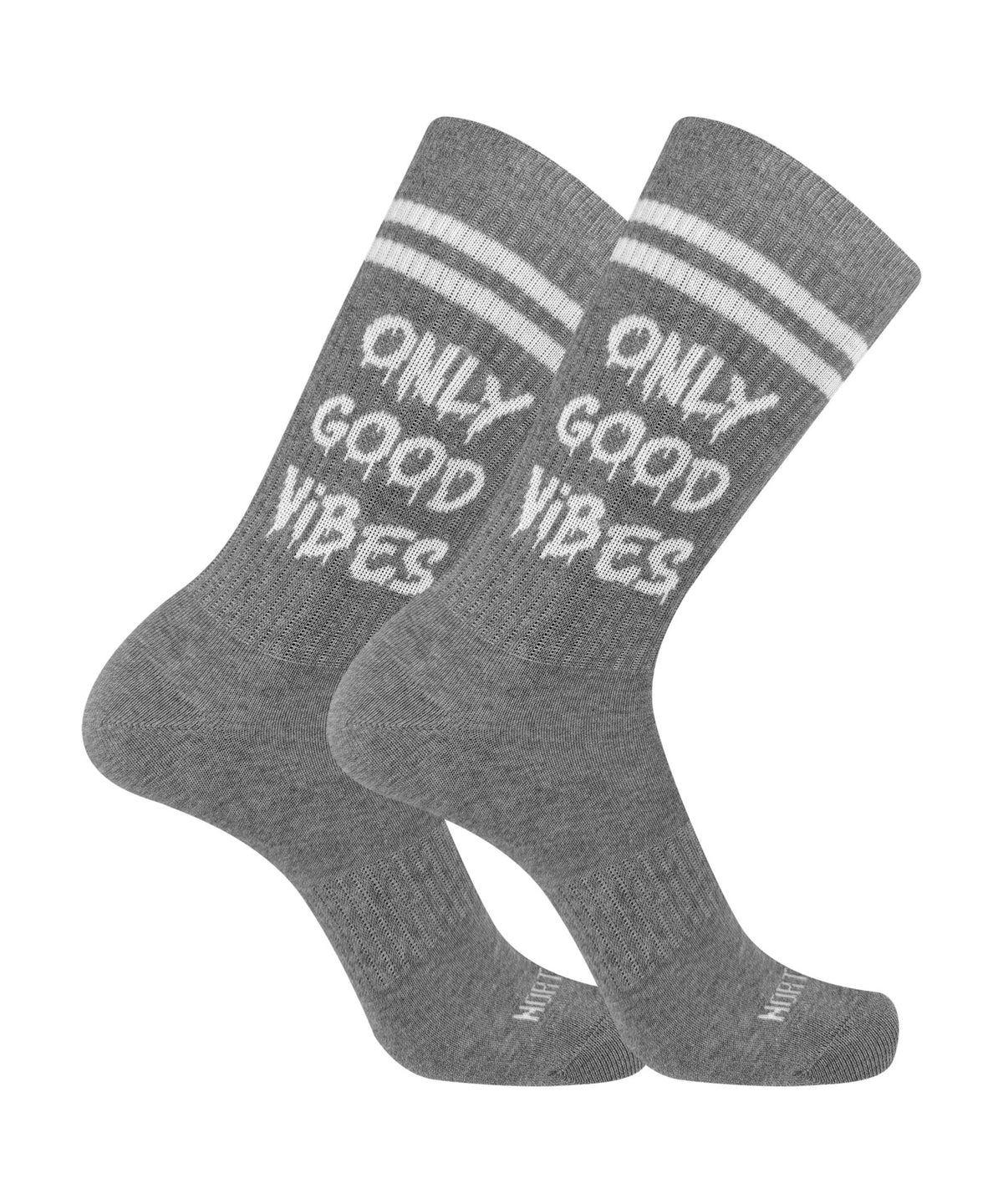 Calze corte unisex a costina con fantasia “ONLY GOOD VIBES” - Grigio