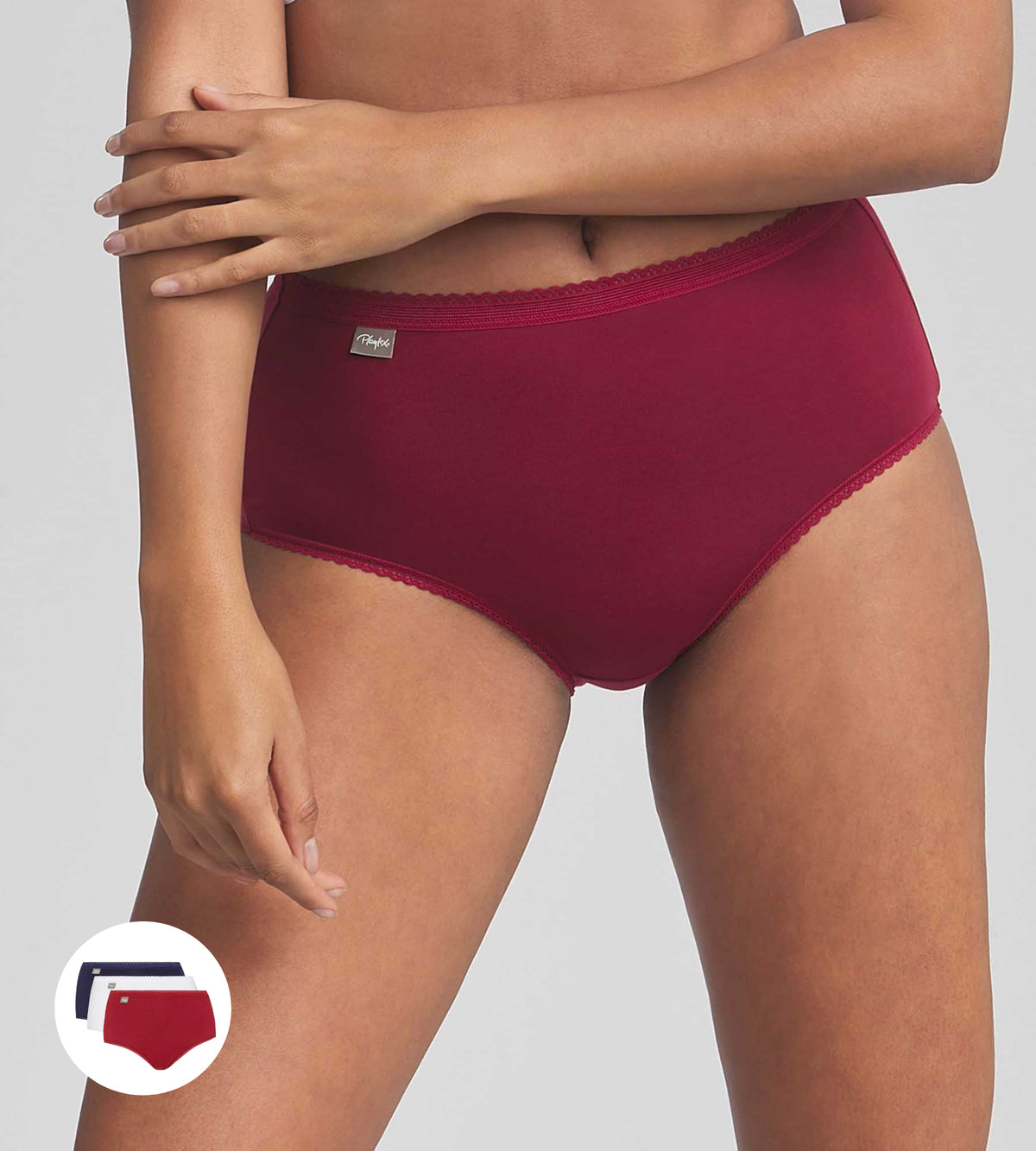 Slip Midi, Cotton Stretch - 3 Pack - Bianco
