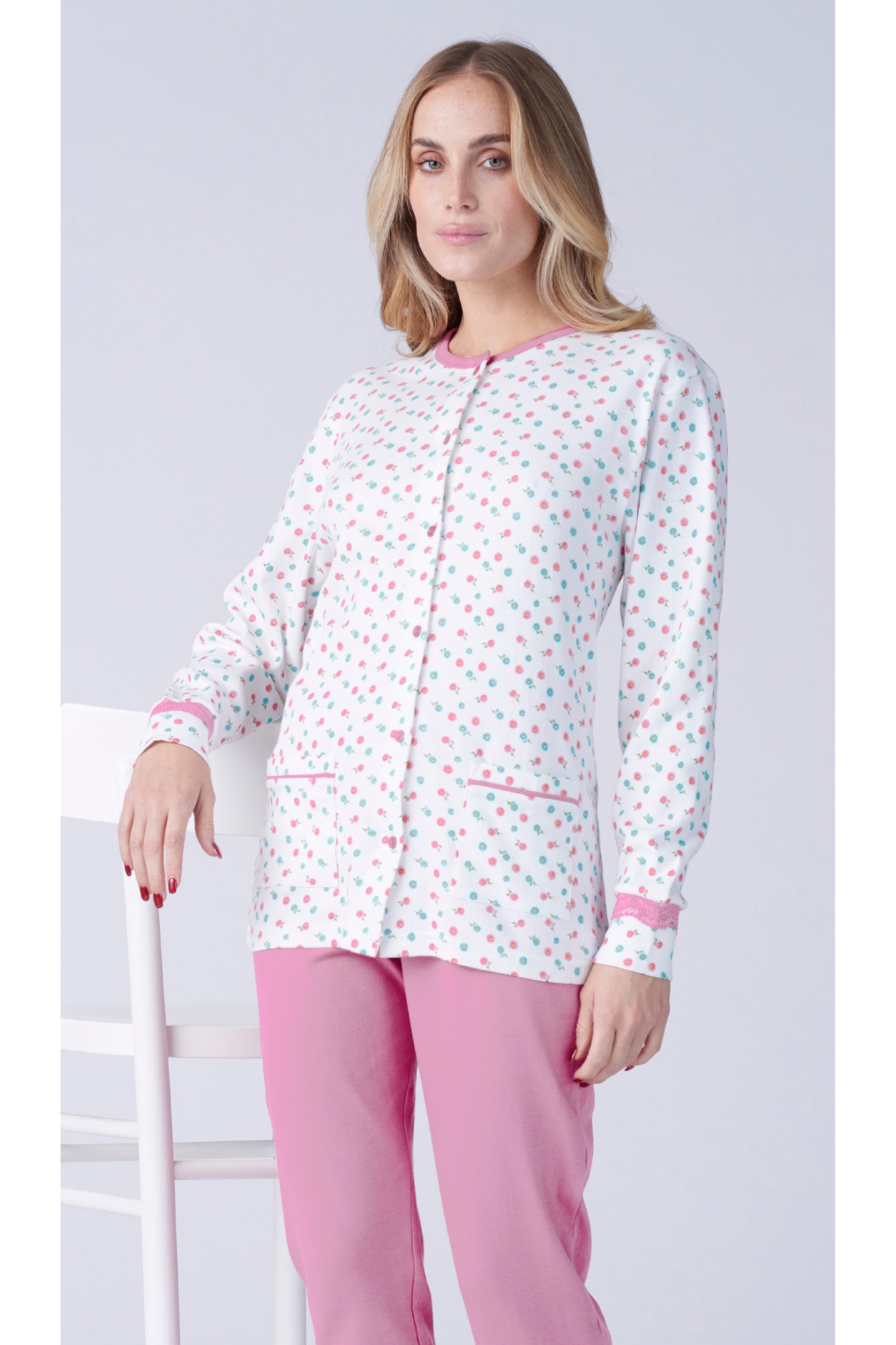 Pigiama aperto da donna in caldo cotone