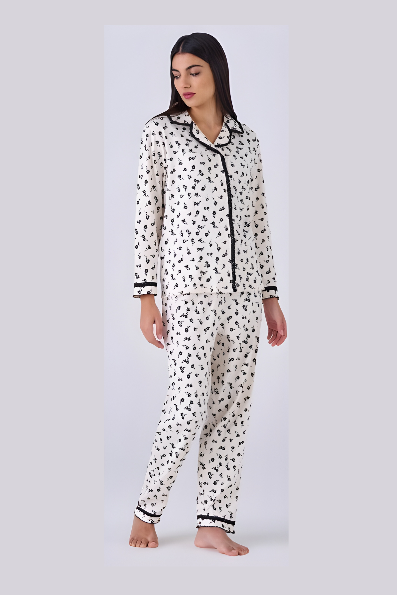 Pigiama aperto da donna in caldo cotone