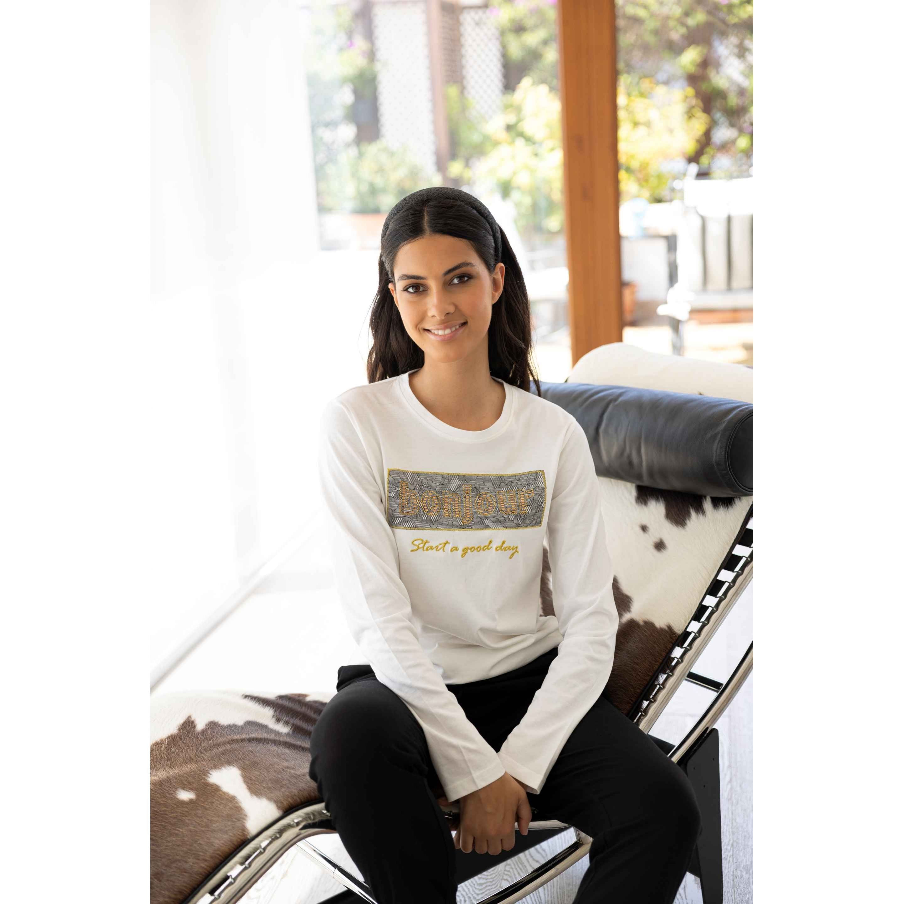 Pigiama da donna in cotone manica lunga