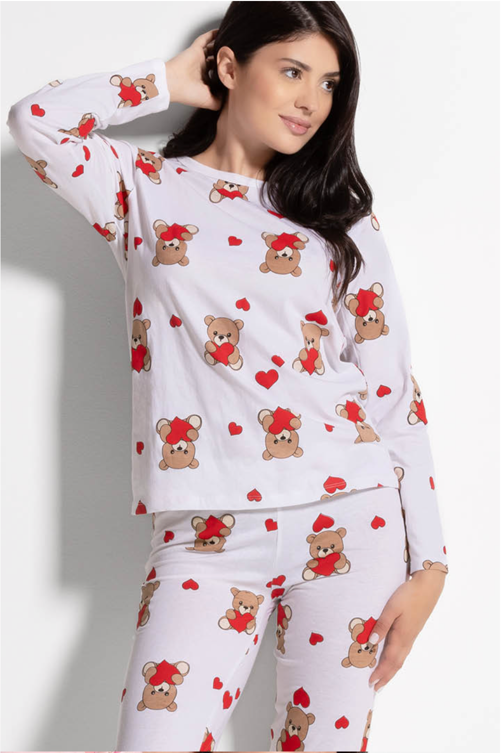 Pigiama da donna in cotone manica lunga