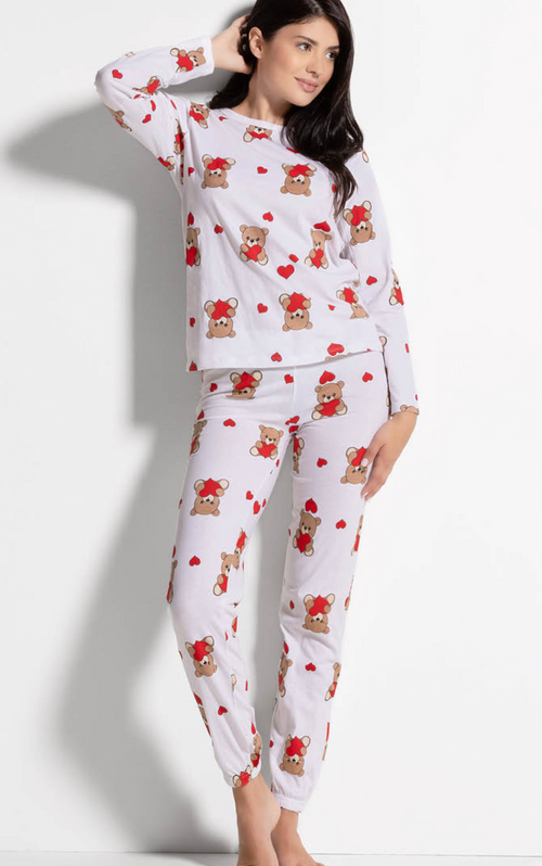 Pigiama da donna in cotone manica lunga