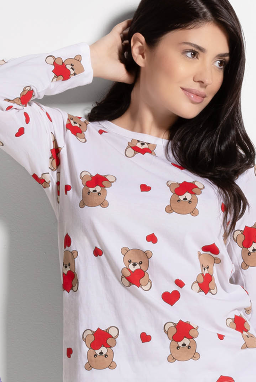 Pigiama da donna in cotone manica lunga