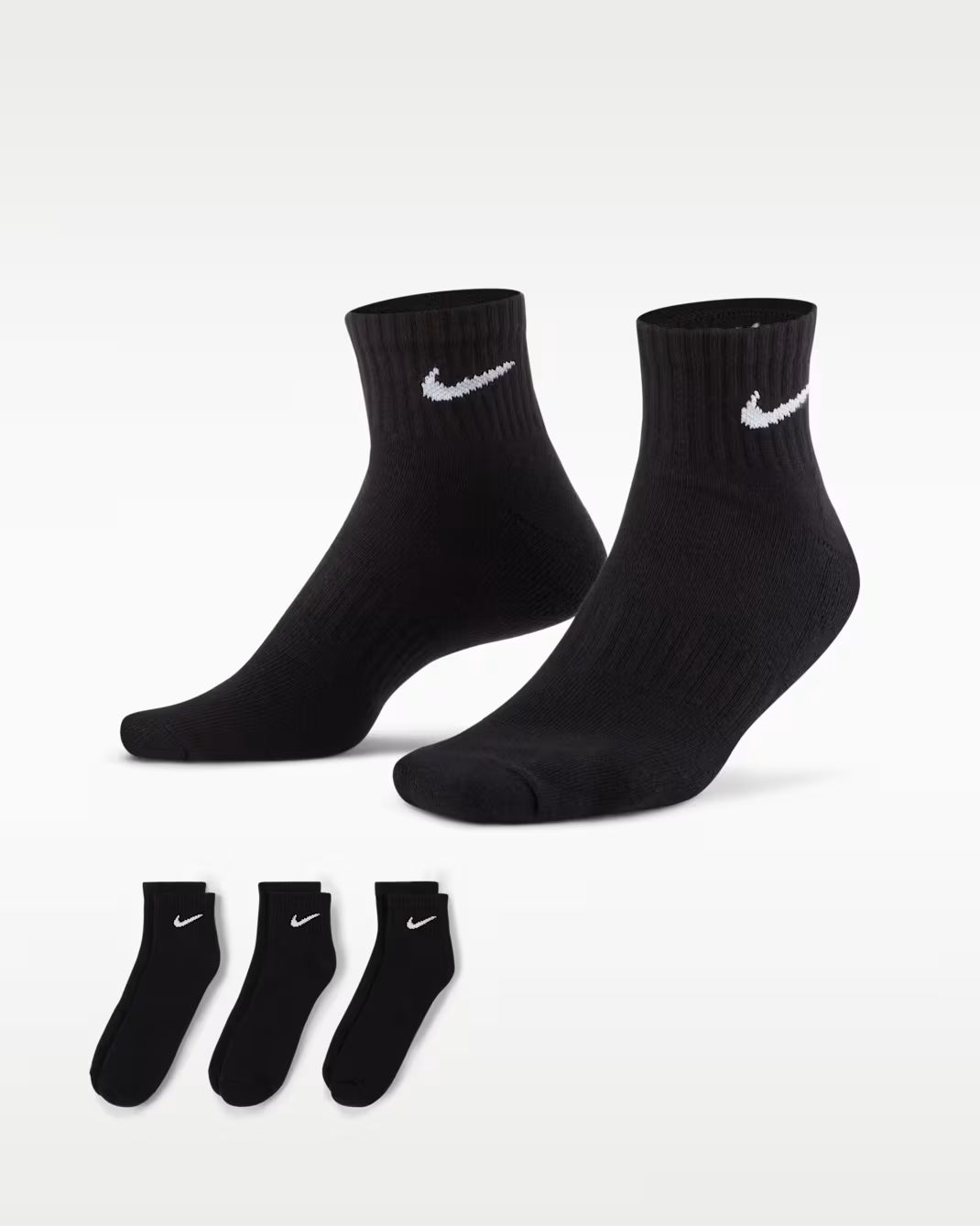 Nike Everyday Cushioned Calze da training alla caviglia (3 paia). - Nero