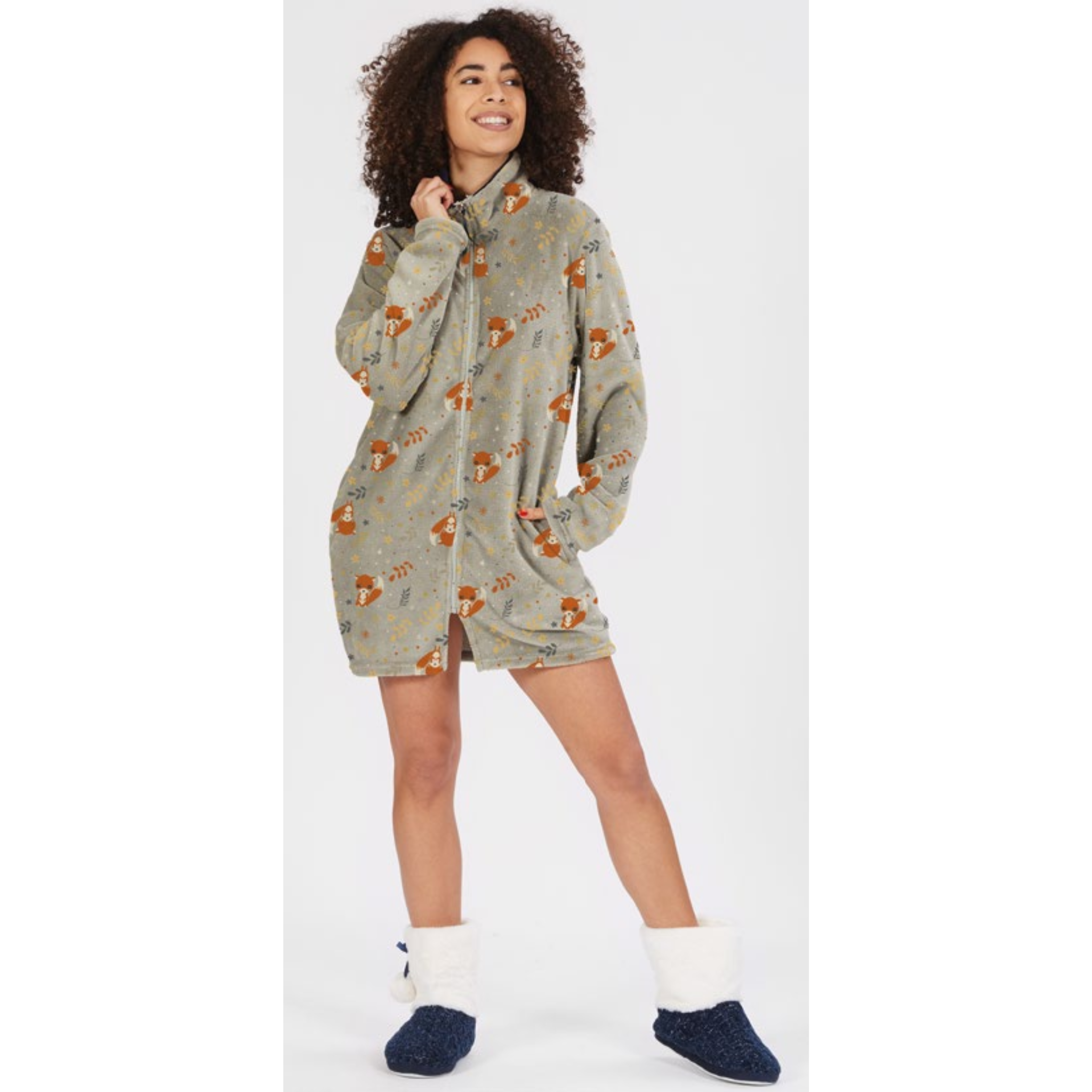 Vestaglia da donna in coral con zip