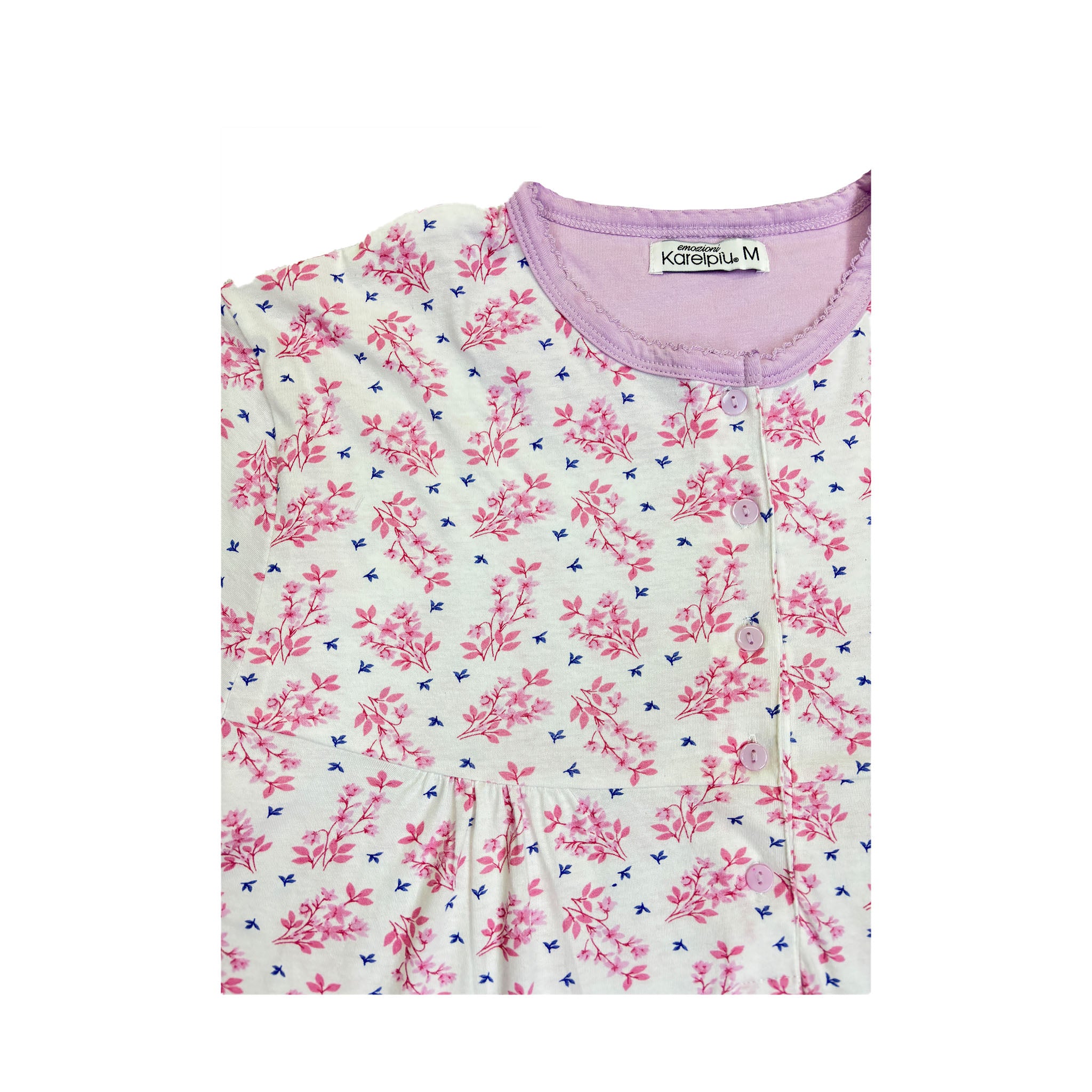 Camicia da notte in cotone manica lunga