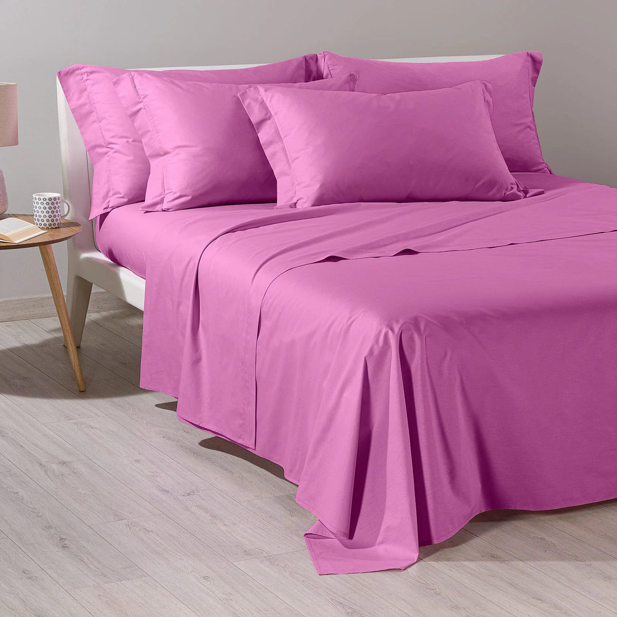 Completo Lenzuola Singolo Colors tinta unita in puro Cotone - Orchidea