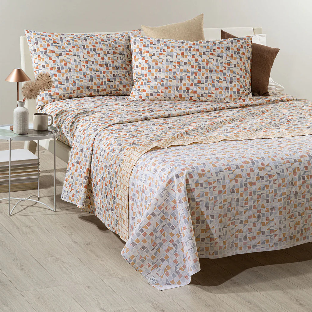 Completo Lenzuola In Cotone Orleans Matrimoniale Caleffi