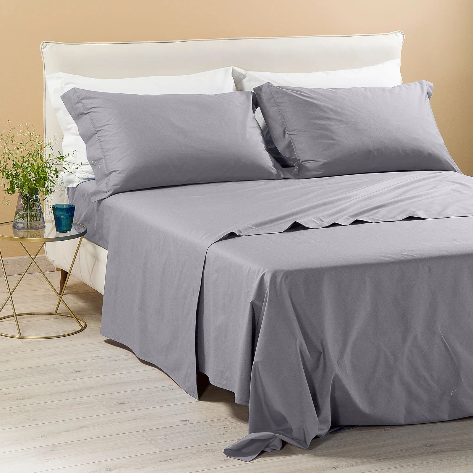 Completo Lenzuola In Percalle Percalle Tinta Unita - Dreaming