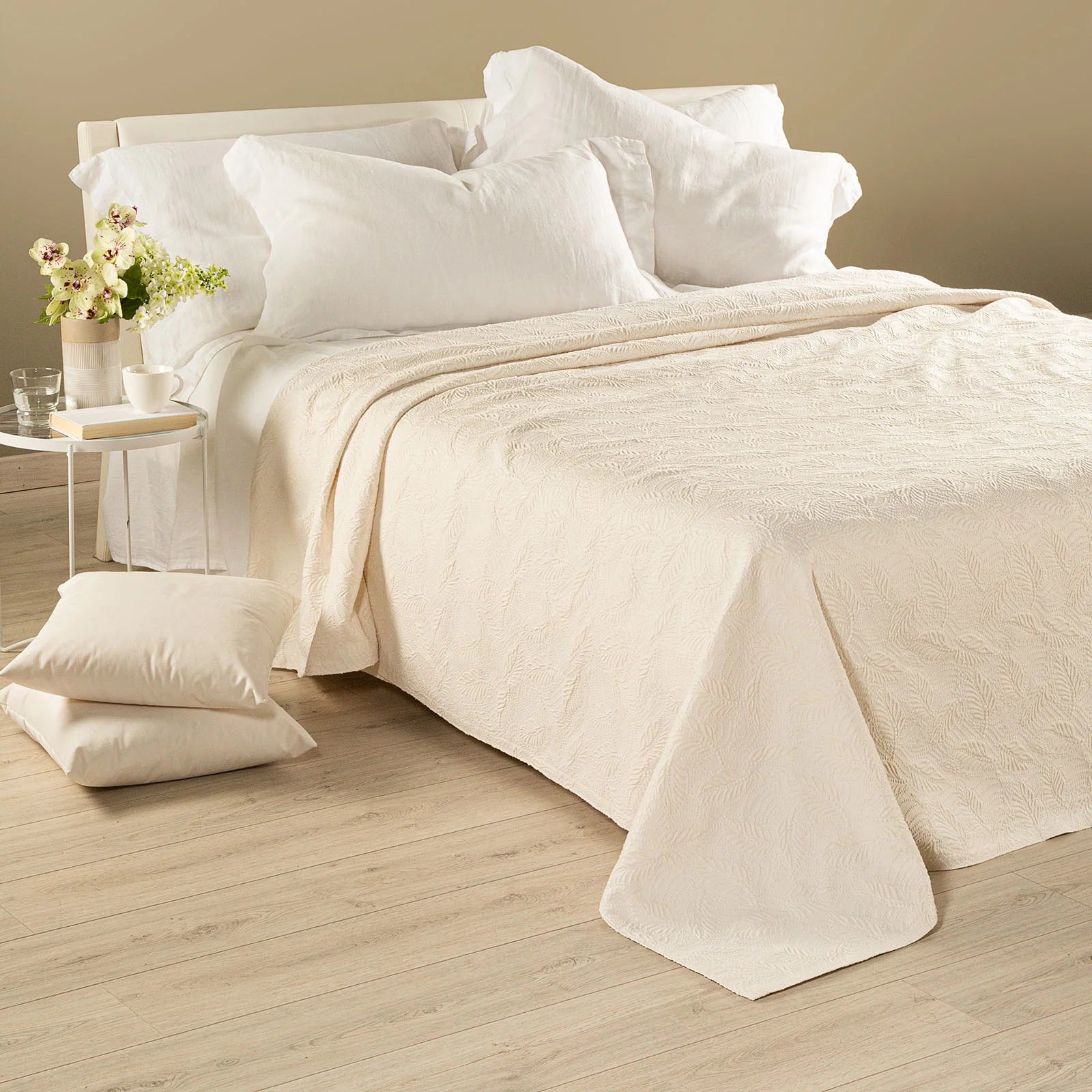 Copriletto Non Trapuntato In Cotone Egeo Matrimoniale Avorio Primanatura