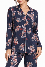 Pigiama da donna in viscosa pesante, con apertura completa davanti, manica lunga, pantalone lungo