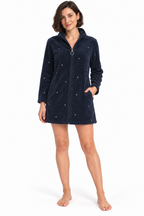 Vestaglia donna a pois con zip e tasche