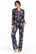 Pigiama da donna in viscosa pesante, con apertura completa davanti, manica lunga, pantalone lungo