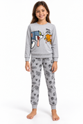 Pigiama da bambina Tom and Jerry in caldo cotone, girocollo, manica lunga, pantalone lungo