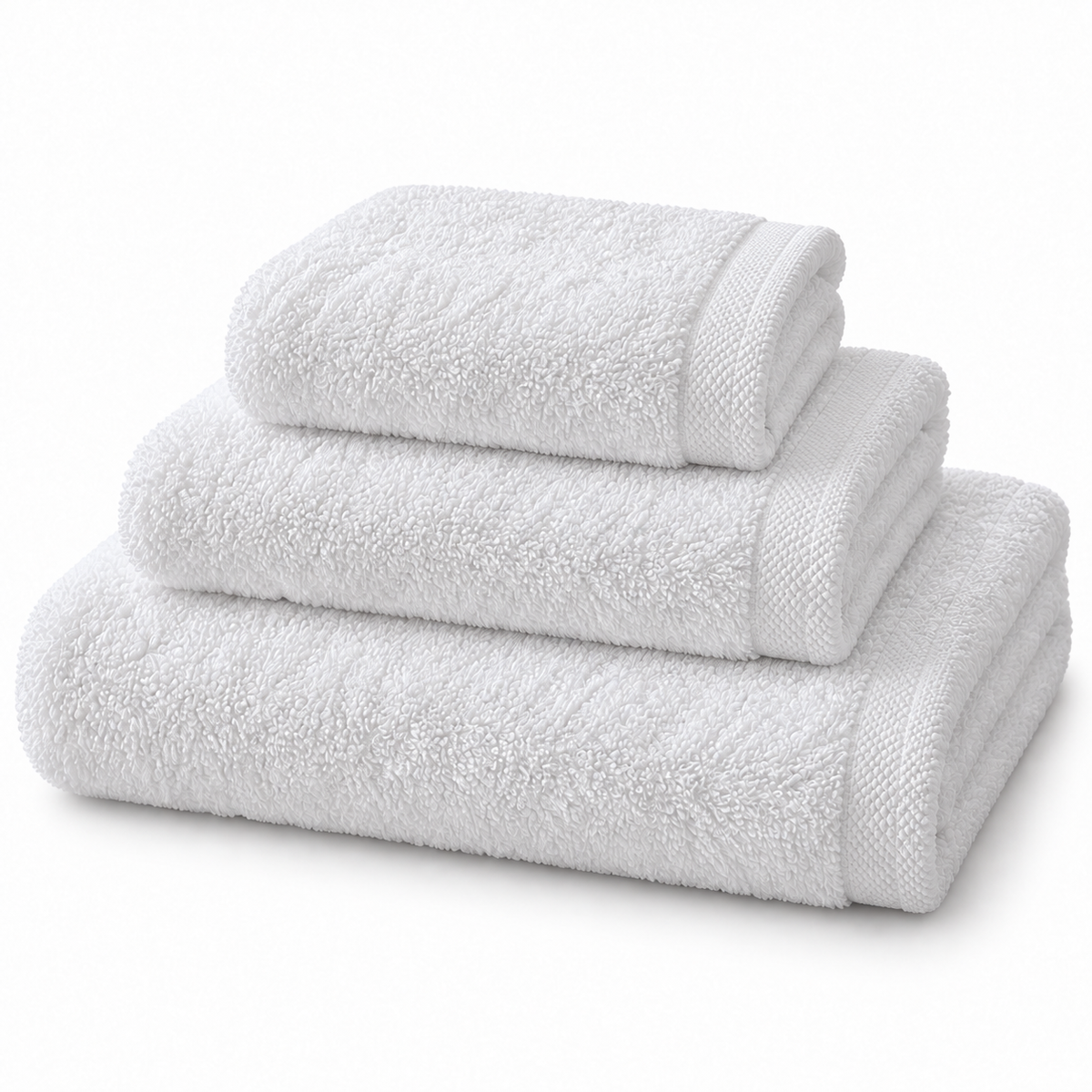 Set asciugamani bagno 3 pezzi Ambrosiana in puro cotone – 600 g/m² - Bianco