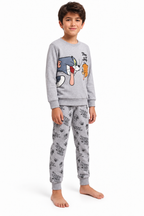 Pigiama da bambino Tom and Jerry in caldo cotone, girocollo, manica lunga, pantalone lungo