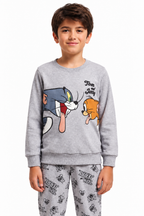 Pigiama da bambino Tom and Jerry in caldo cotone, girocollo, manica lunga, pantalone lungo