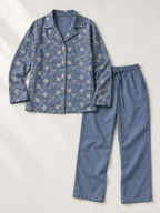 Pigiama donna lungo con ricami floreali