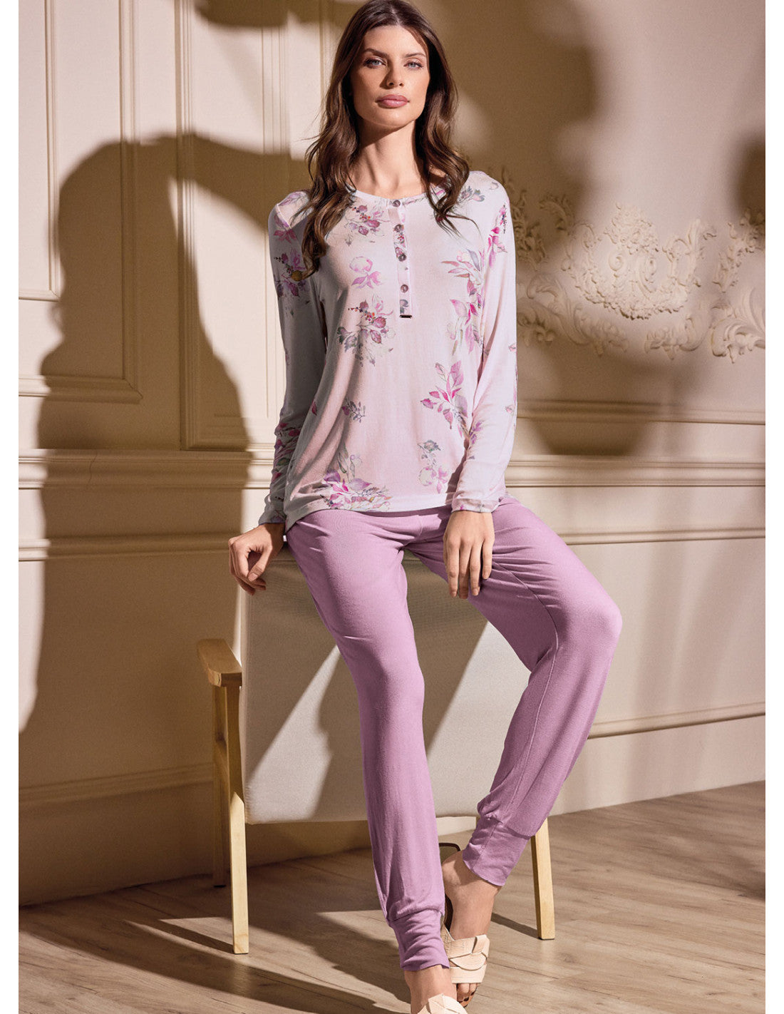 Pigiama serafino - FAIRY - Peonia