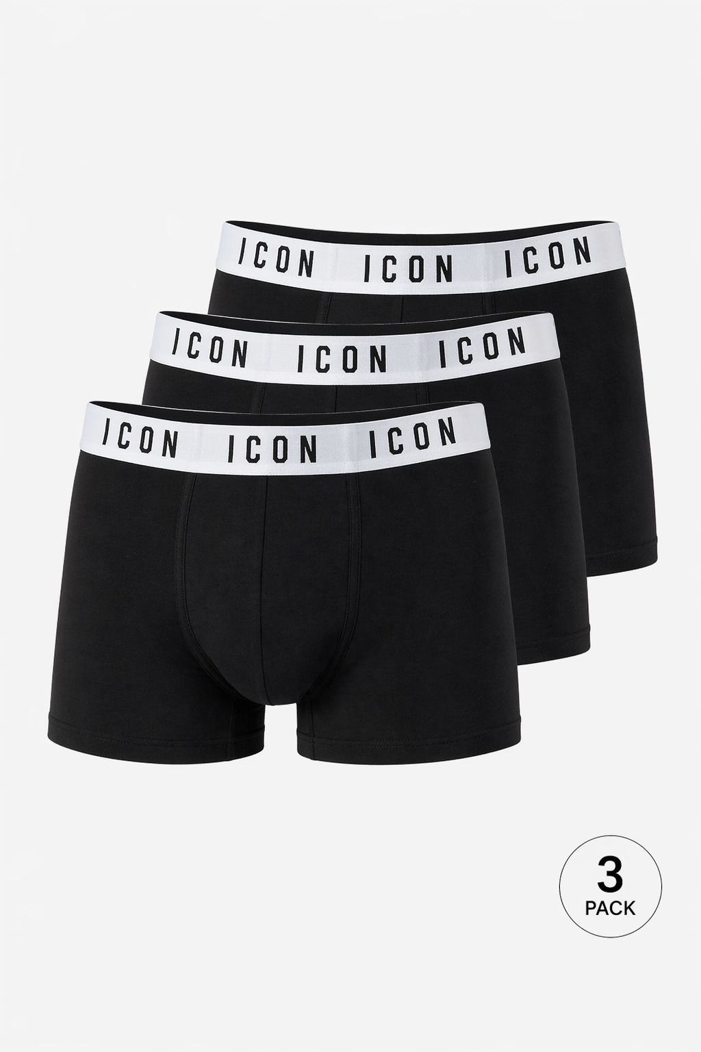 Boxer Uomo Cotone Elasticizzato ICON – Confezione 3 Pezzi - Nero