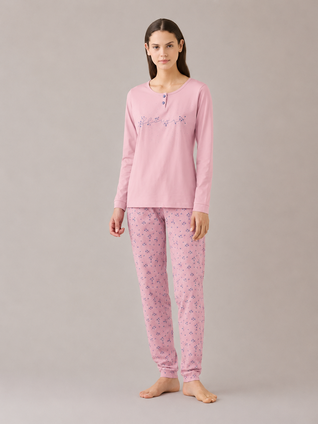 Pigiama donna estivo in cotone articolo flower.