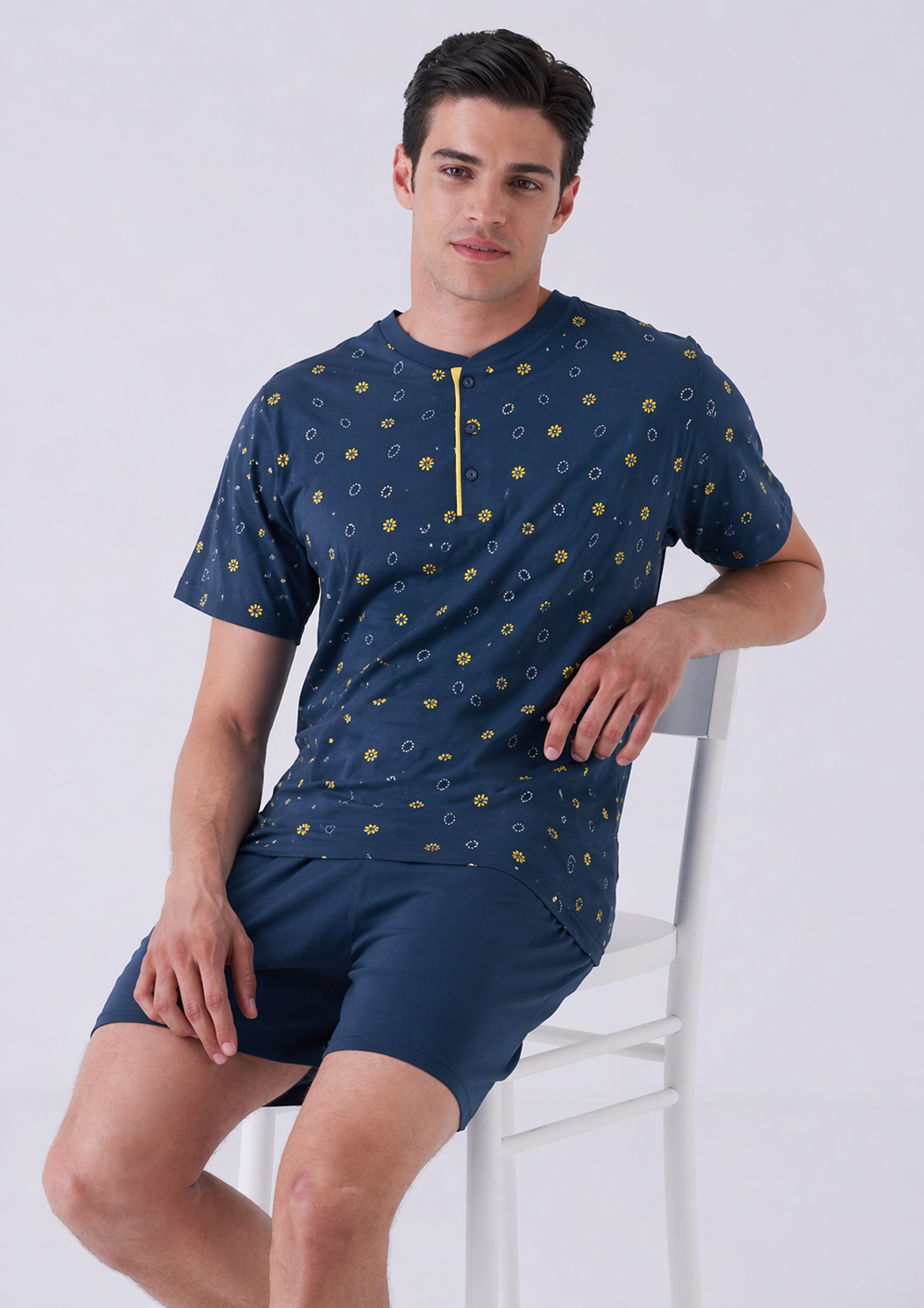 Pigiama corto uomo t-shirt + shorts - Blu