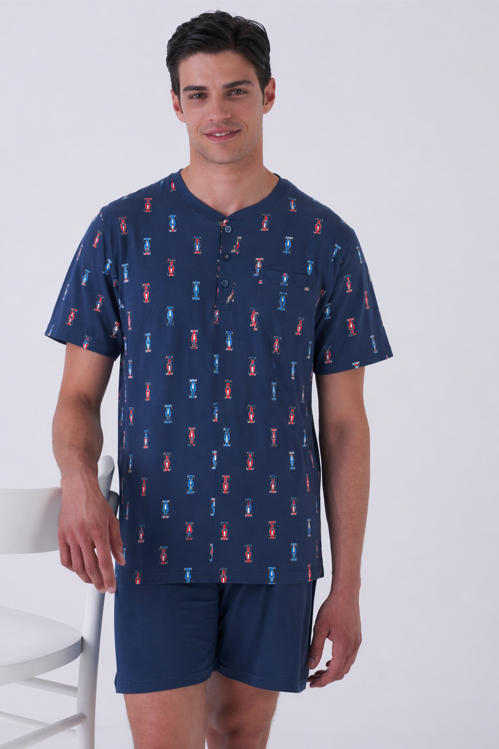 Pigiama corto uomo t-shirt + shorts - Blu